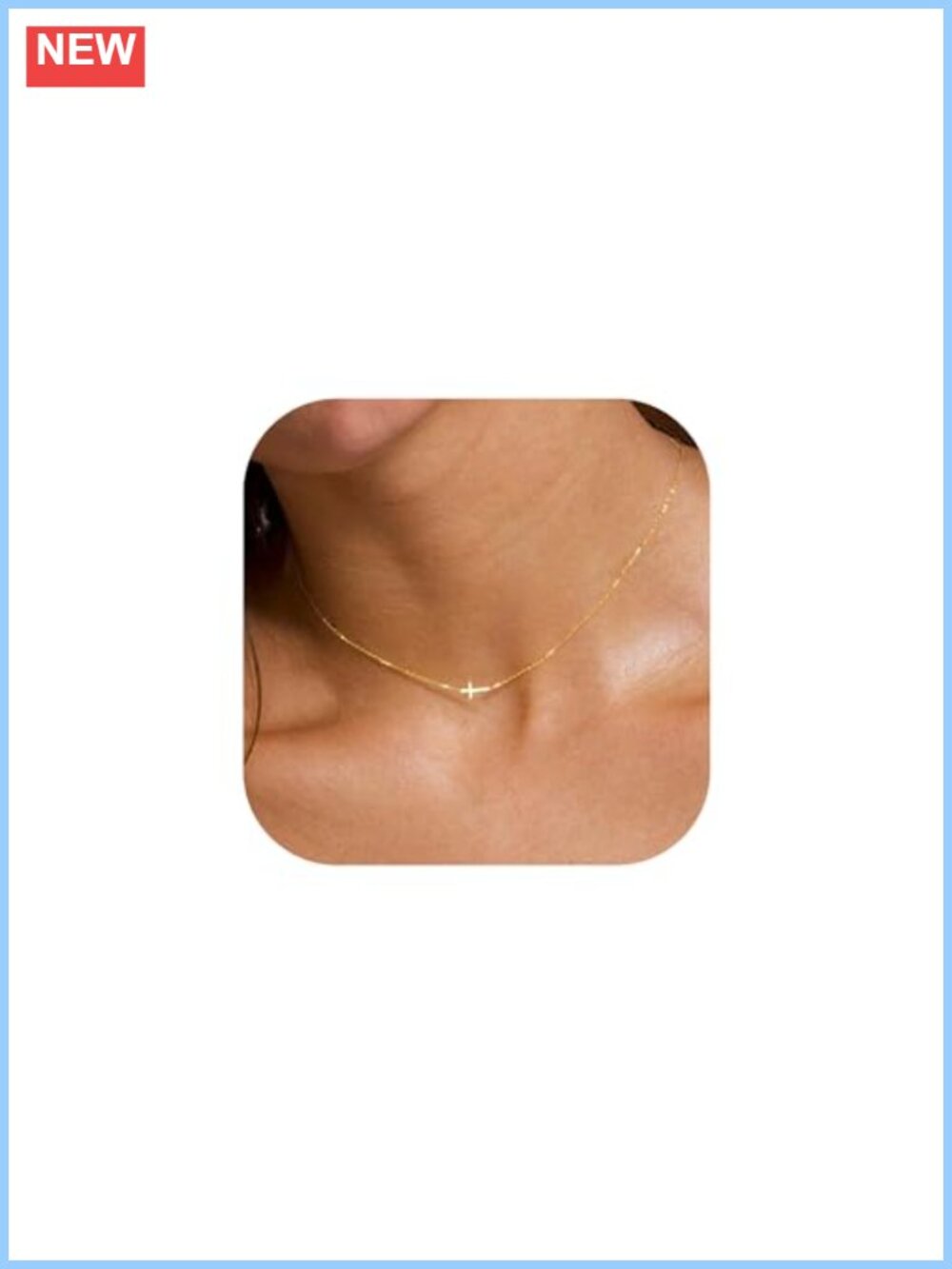18K Gold Plated Cross Pendant Necklace Dainty Religious Gift for Women